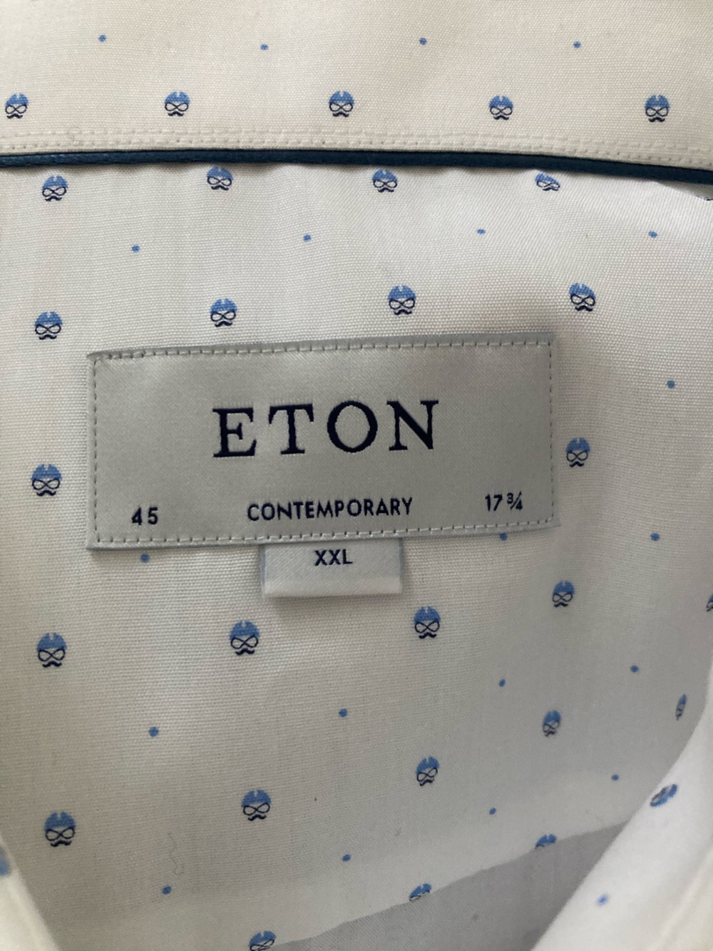 Eton White Shirt with Light Blue Dot and Emblem Motif LNWOT